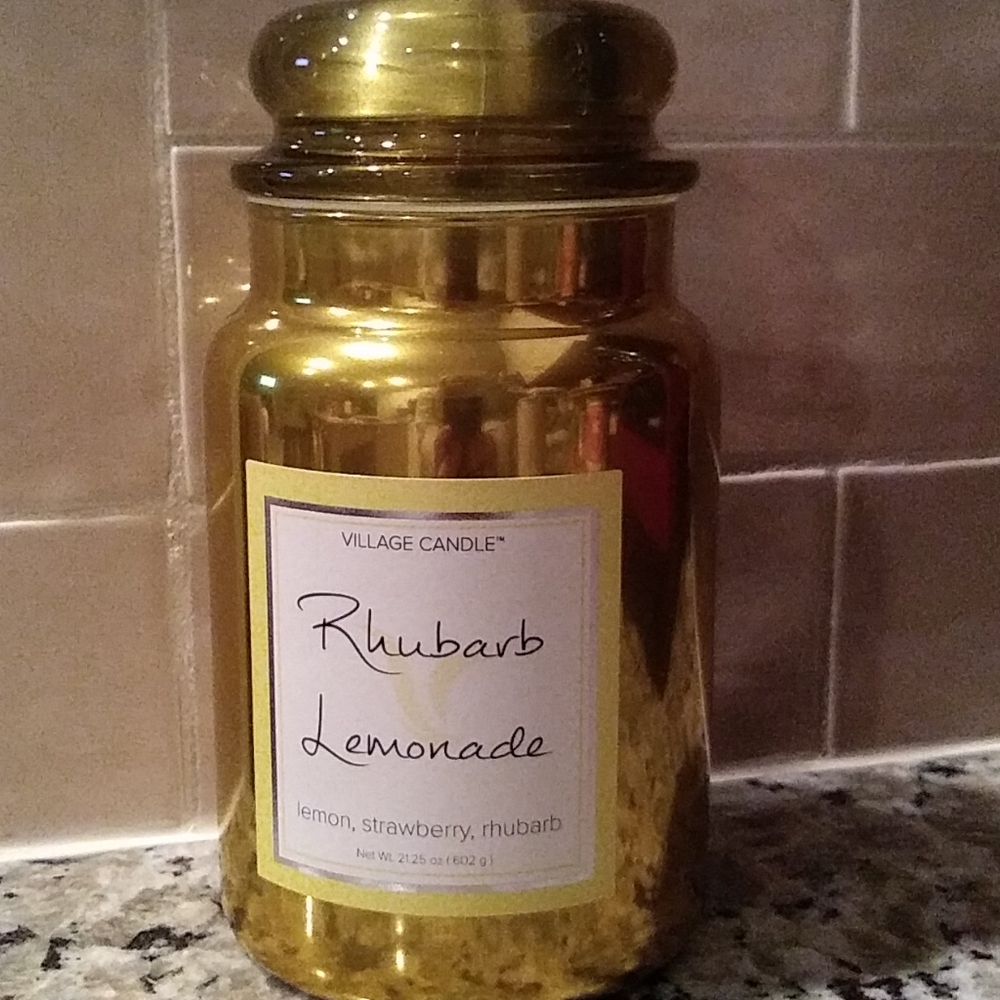 Village Candle Rhubarb Lemonade METALLIC Yellow Jar